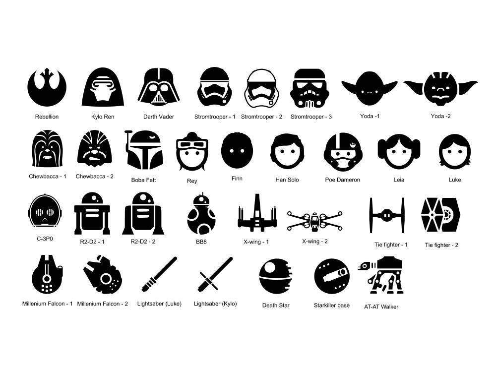 Star Wars Icons Personalized Vinyl Wall Decalsticker Boys Decor 1000x750 Star Wars Icons Personalized Vinyl Wall Decalsticker Boys Decor