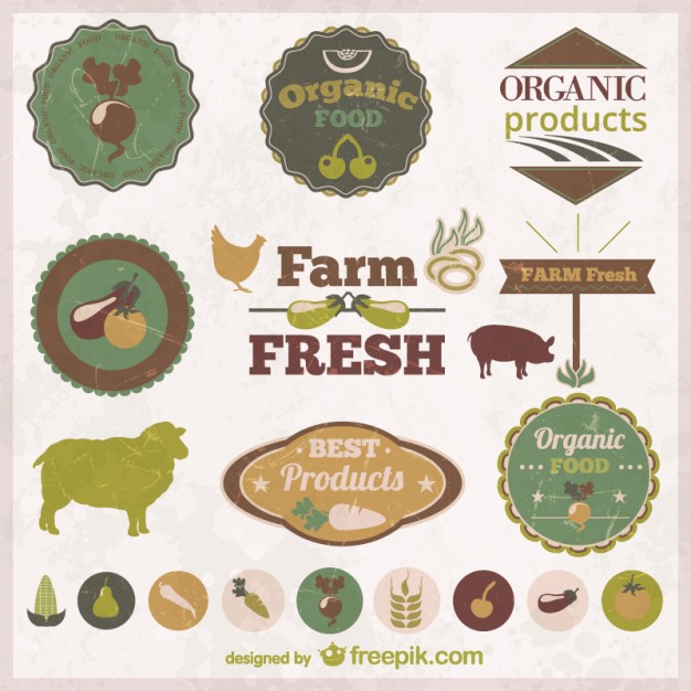 626x626 Organic Food Icons And Stickers Vector Free Download