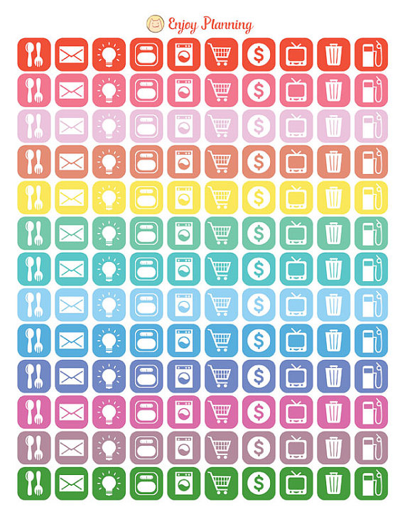 570x738 Printable Icons Planner Stickers Printable Is For Download Only