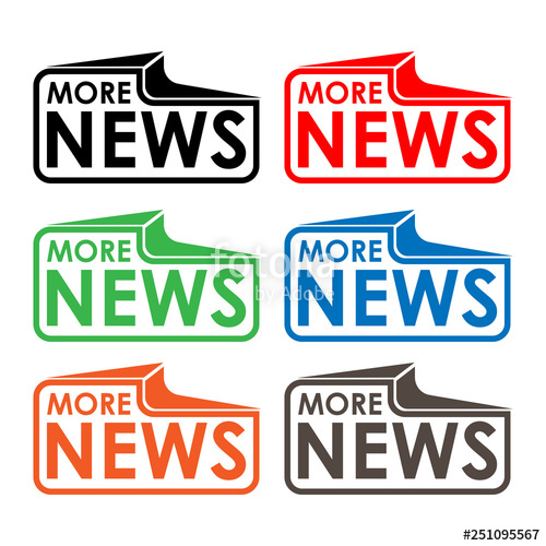 500x500 More News Stock Label, Flat Design Colorful Icon Stock Image