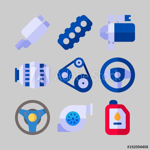 500x500 Icon Set About Car Engine With Reserve Stock Price, Motor Oil