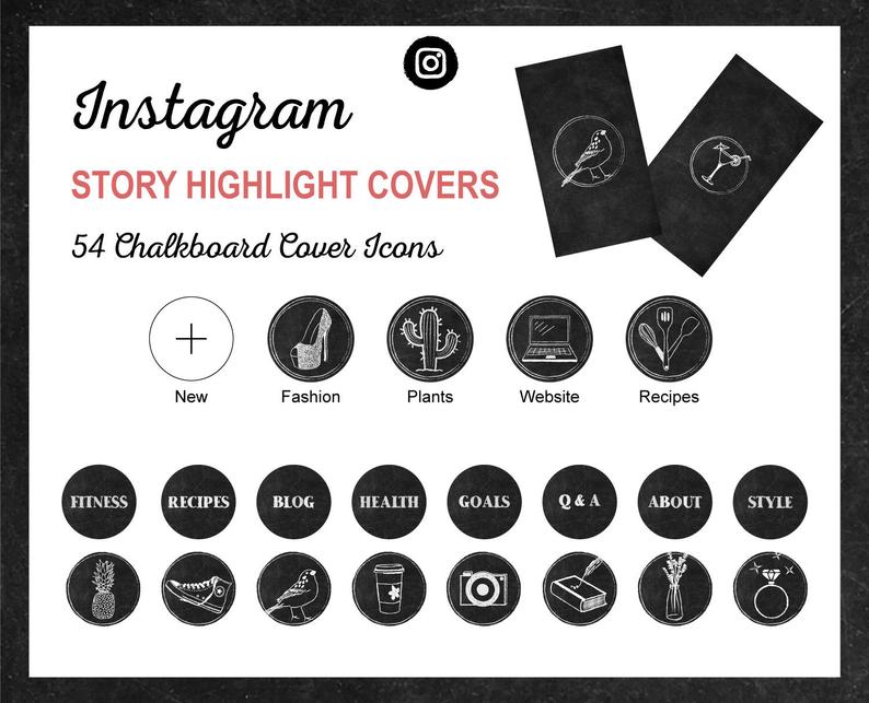 794x643 Instagram Story Highlight Icon Covers Chalkboard Style Etsy