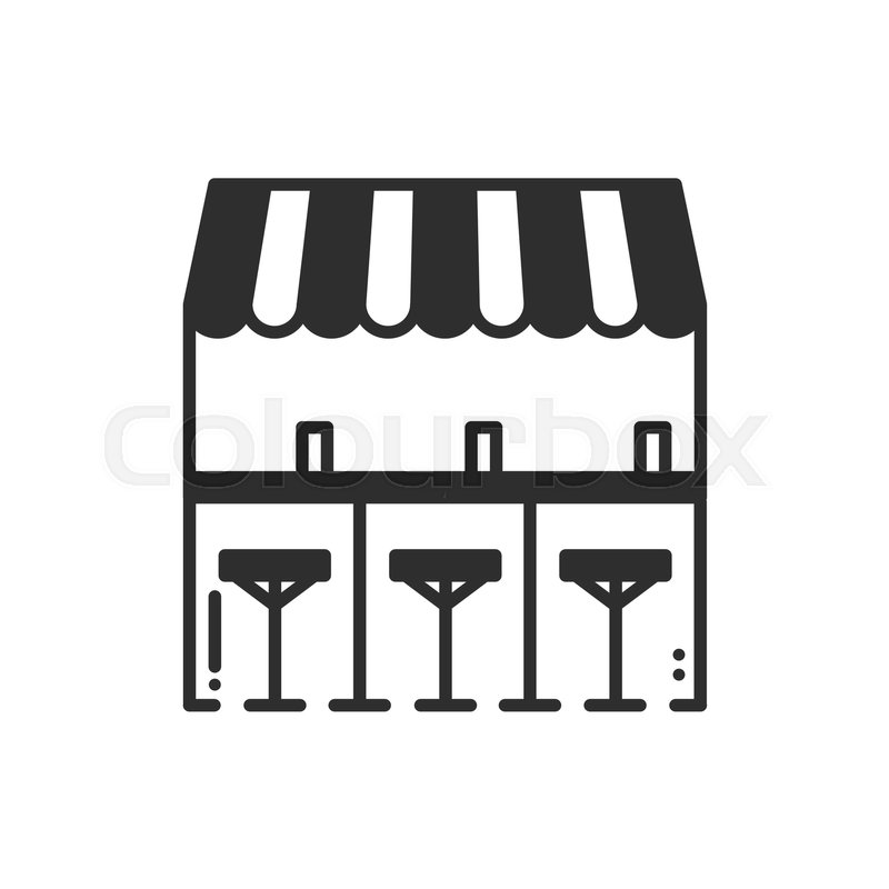 800x800 Bar Counter With Stools Thin Line Stock Vector Colourbox