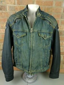 225x300 Icon Motorsports Strongarm Leather Denim Biker Motorcycle Jacket