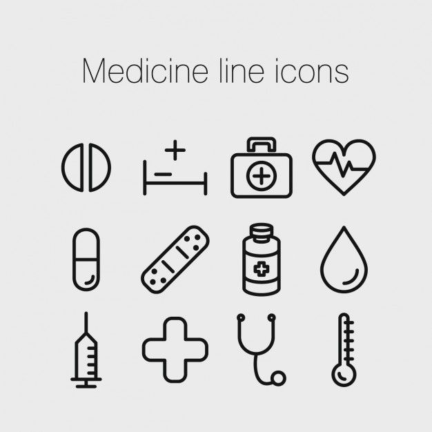 626x626 Medicine Line Icons Free Vector Study Note Idea Medical Icon