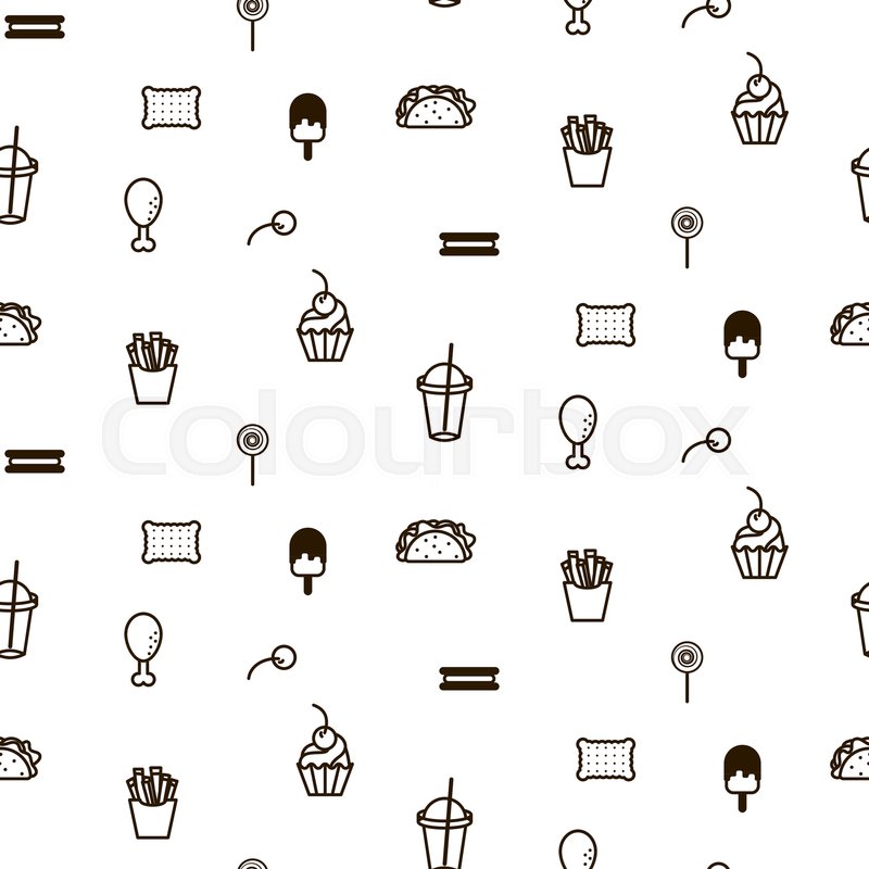 800x800 Fast Food Sweet Icon Style Seamless Stock Vector Colourbox