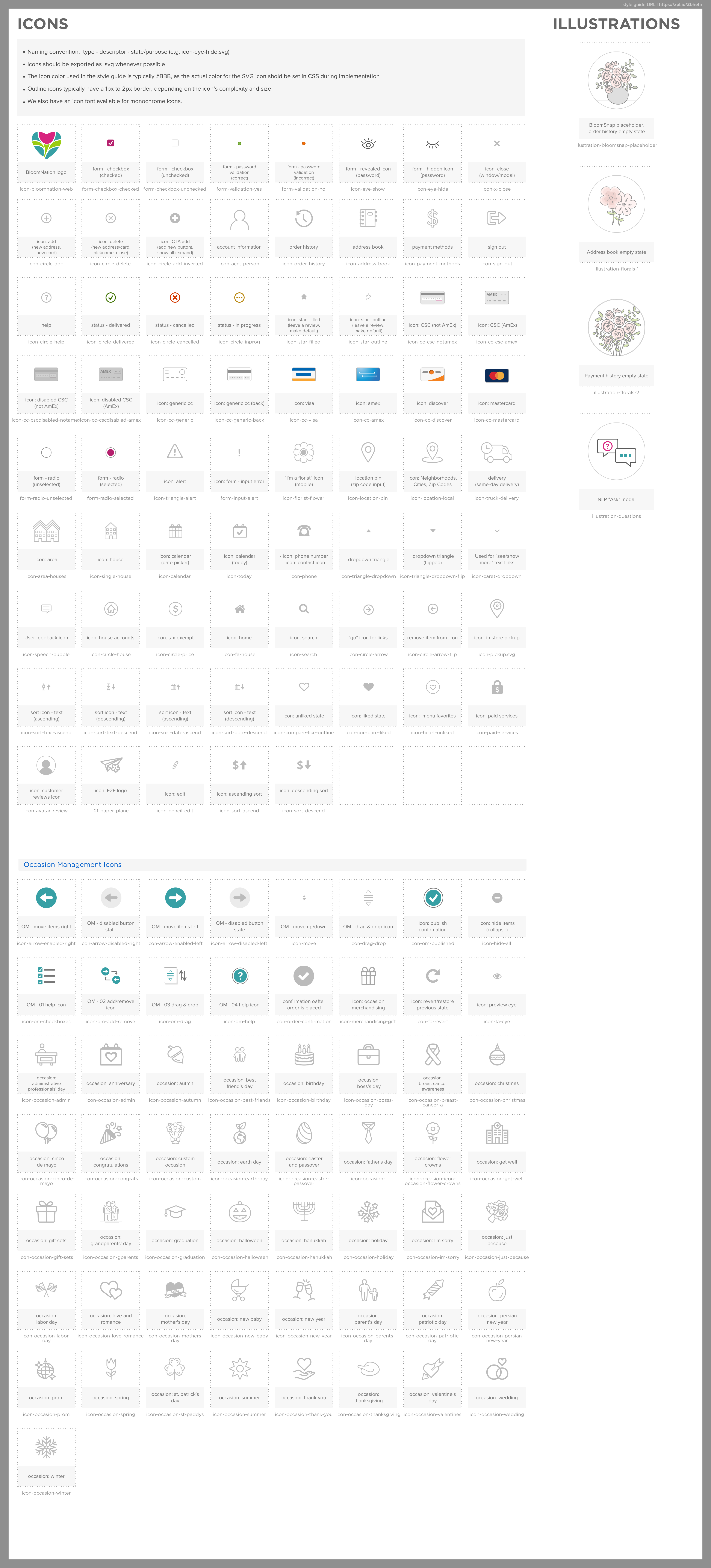 3314x7304 Icons + Illustrations Bloomnation Style Guide Zeplin Scene