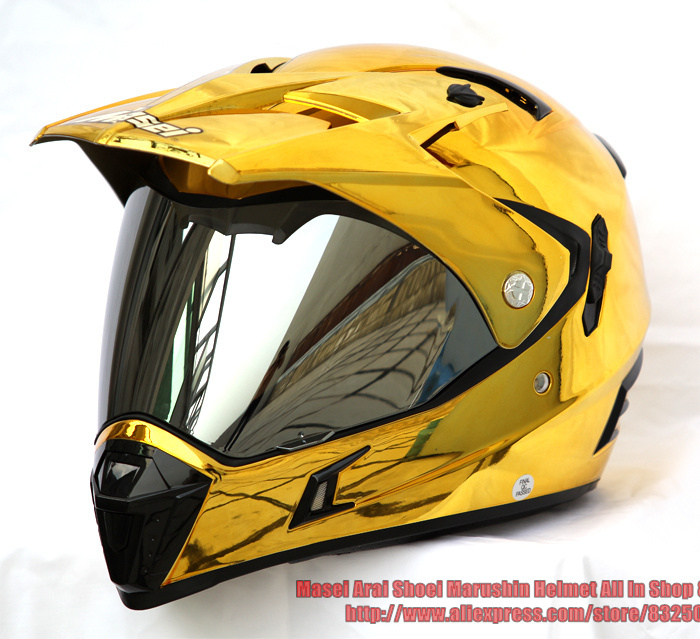 700x639 Top Brand Masei Plating Gold Motocross Helmet Ece Double Lens