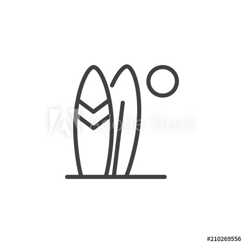500x500 Surfboards On The Beach Outline Icon Linear Style Sign For Mobile