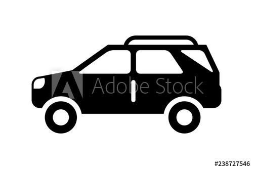 500x334 Car Icon, Suv Vehicle Icon, Black Isolated On White Background
