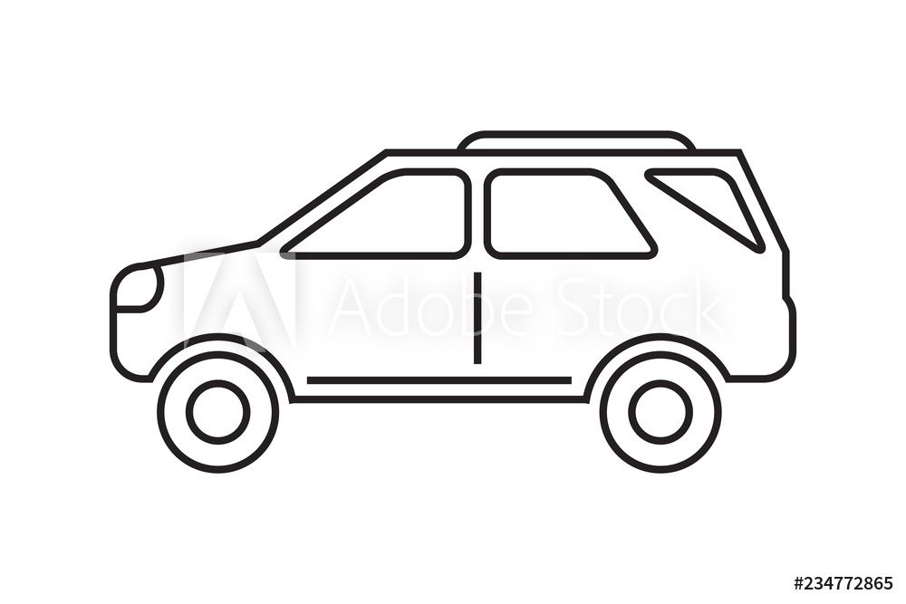 1000x667 Photo Art Print Car Icon, Suv Vehicle Line Icon, Outlined Black