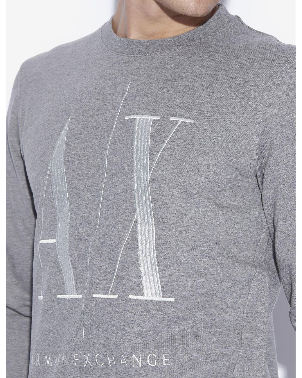 1040x1300 Armani Exchange Fleece Icon Sweater With Archive Logo In Grey