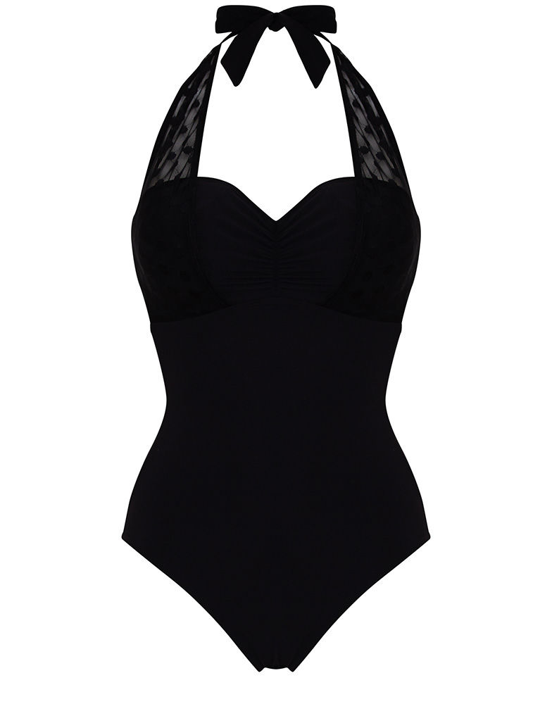 Icon Spot Mesh Underwired Shaping Halter Black Swimsuit D G Cup 784x1000 Icon Spot Mesh Underwired Shaping Halter Black Swimsuit D G Cup