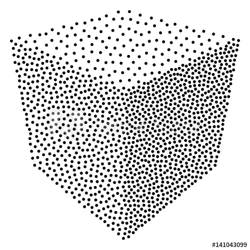 500x500 Dotwork Halftone Vector Cube Icon Tattoo Style Vector