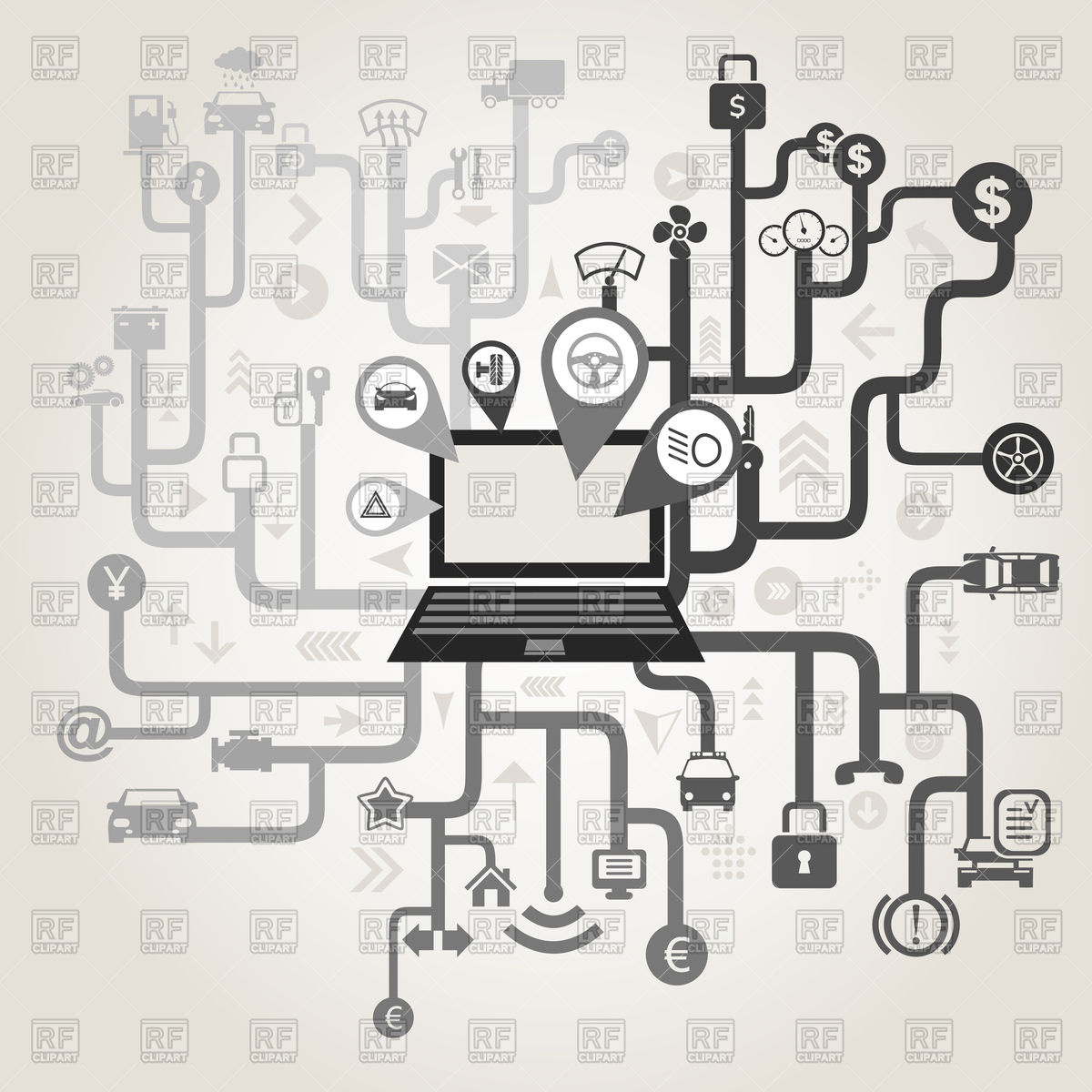 1200x1200 Laptop In Computer Network Icons Vector Image Of Signs, Symbols