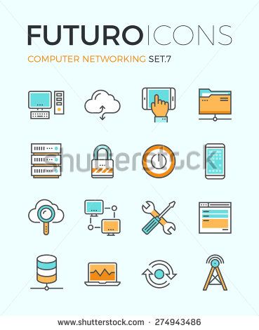 369x470 Line Icons With Flat Design Elements Of Computer Network