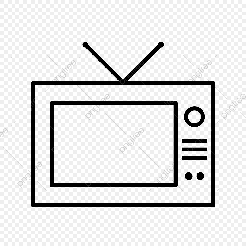 1024x1024 Television Line Black Icon, Television, Tv, Play Png And Vector