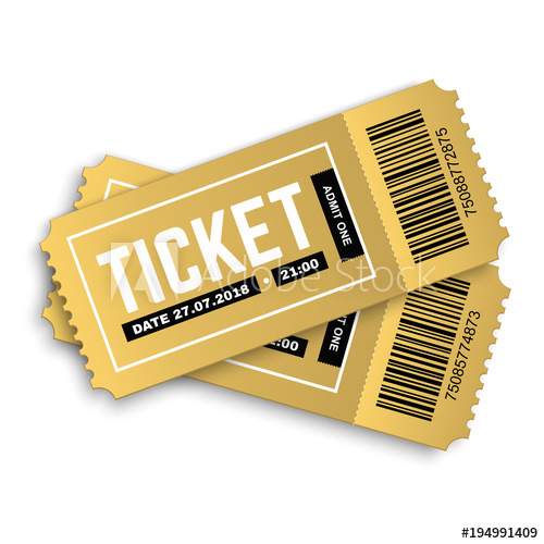 500x500 Printtwo, Pair Vector Golden Tickets Isolated On White Background