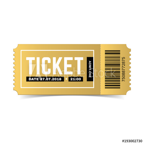 500x500 Vector Golden Ticket Isolated On White Background Luxury, Premium