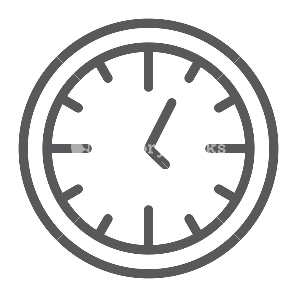 1000x1000 Clock Line Icon, Time And Dial, Watch Sign, Vector Graphics