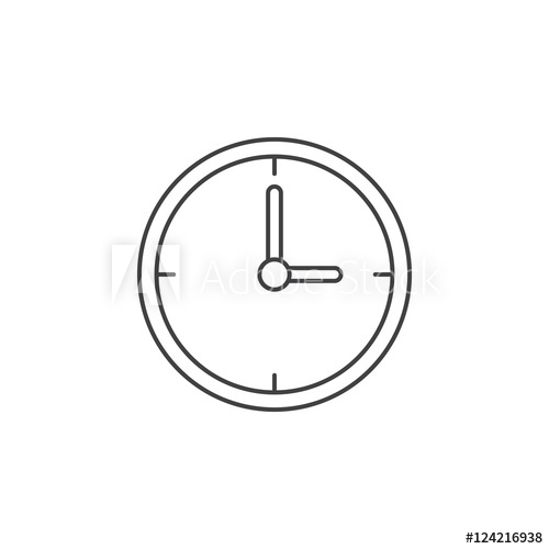 500x500 Clock Thin Line Icon, Time Outline Vector Logo Illustration