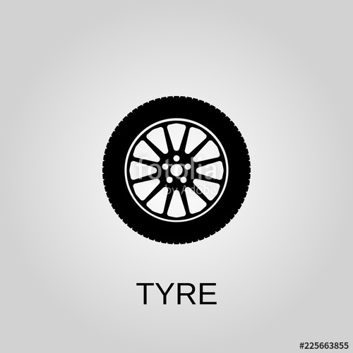 500x500 Tyre Icon Tire Symbol Flat Design Stock