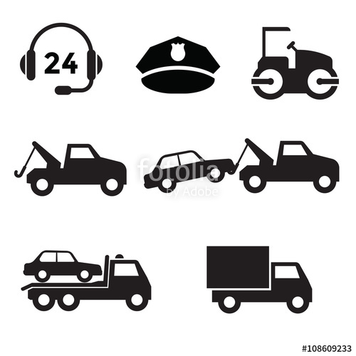 Towing Car Icon Collection With Black And Flat Design Stock Image 500x500 Towing Car Icon Collection With Black And Flat Design Stock Image