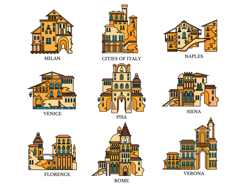 800x600 Vintage Italian Icon Town Element For Web