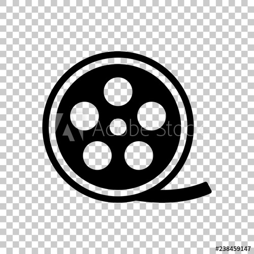 500x500 Film Roll, Old Movie Strip Icon, Cinema Logo Black Symbol On Tr