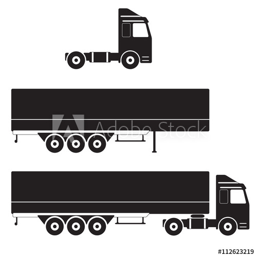 500x500 Truck With Cargo Container Trailer Icon Vector Illustration