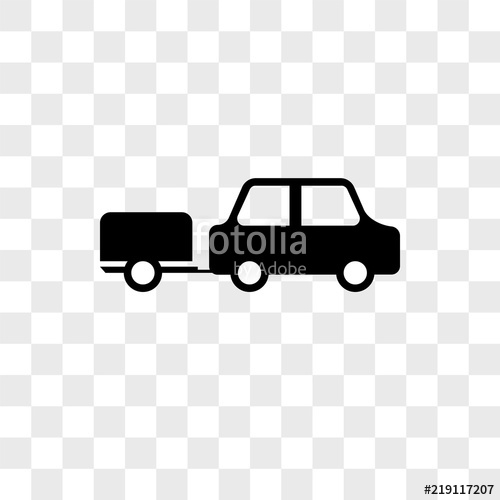 500x500 Car With Trailer Vector Icon On Transparent Background, Car