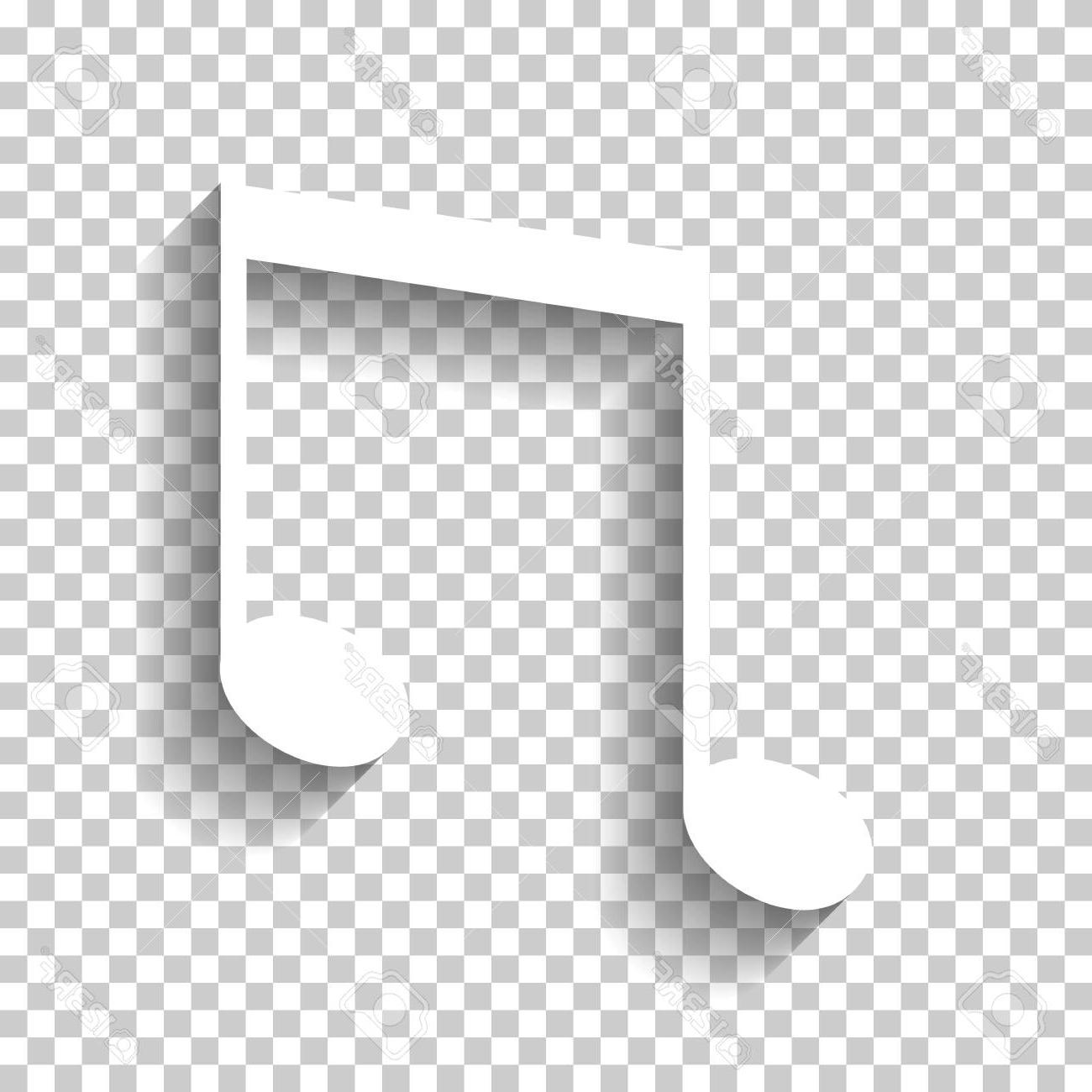 1300x1300 Top Music Note Icon White With Shadow On Transparent Background