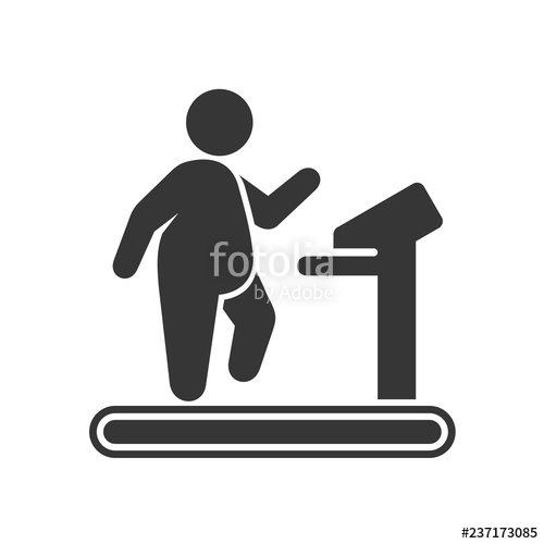 500x500 Fat Man On Treadmill Icon On White Background Vector Stock Image
