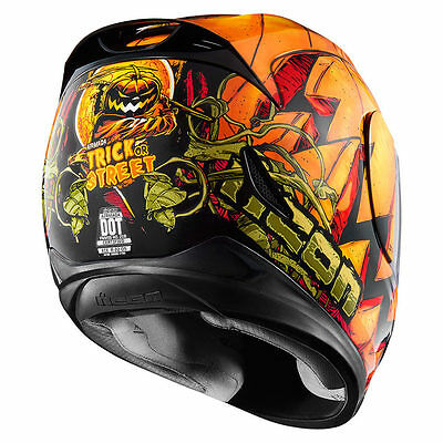 400x400 Icon Airmada Orange Trick O Treat Motorcycle Full Face Street