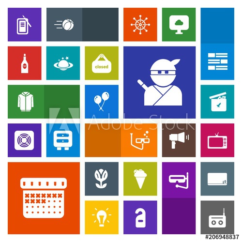 Modern, Simple, Colorful Vector Icon Set With Ball, Music, Tool 500x500 Modern, Simple, Colorful Vector Icon Set With Ball, Music, Tool