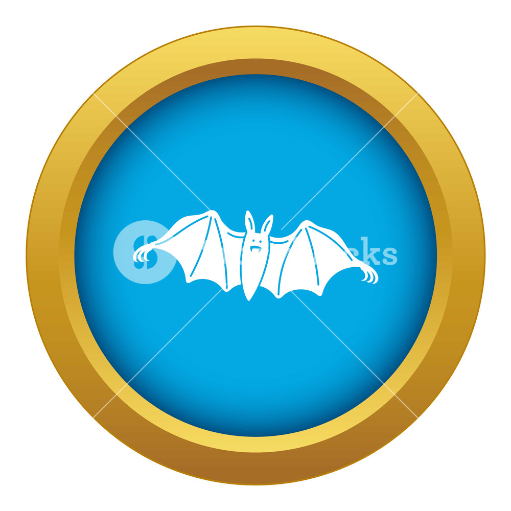1000x1000 Night Bat Icon Blue Vector Isolated On White Background For Any
