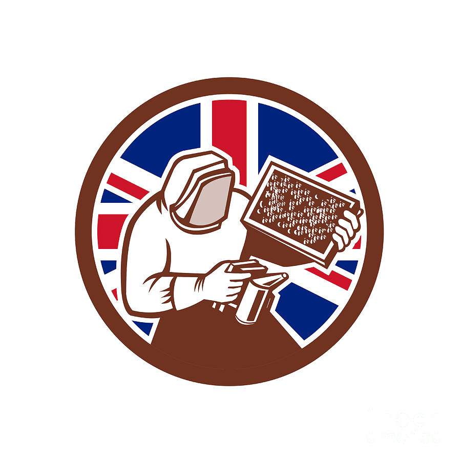 900x900 British Beekeeper Union Jack Flag Icon Digital Art