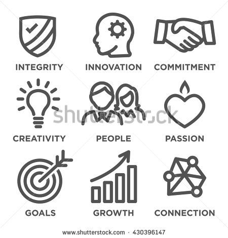 450x470 Company Core Values Outline Icons For Websites Or Infographics