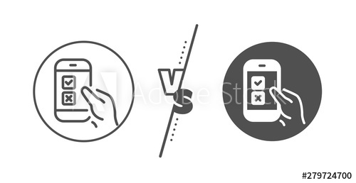 Select Answer Sign Versus Concept Mobile Survey Line Icon 500x258 Select Answer Sign Versus Concept Mobile Survey Line Icon