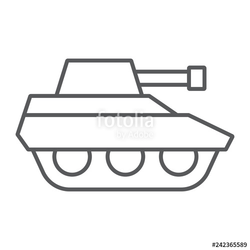 500x500 Military Tank Thin Line Icon, War And Army, Vehicle Sign, Vector