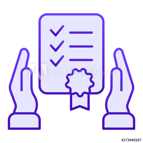 500x500 Certificate In Hands Flat Icon Warranty List Blue Icons In Trendy