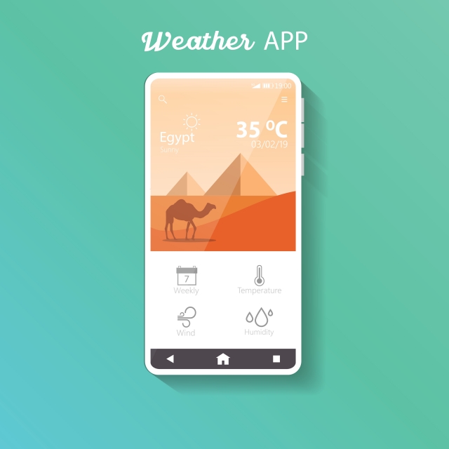 Model Of Smartphone With Weather App On The Screen Clean Design 640x640 Model Of Smartphone With Weather App On The Screen Clean Design