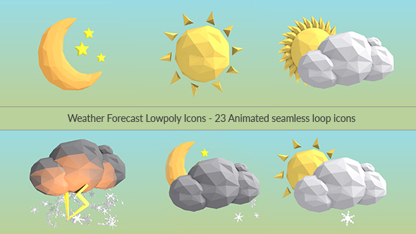 Weather Forecast Lowpoly Icons 590x332 Weather Forecast Lowpoly Icons