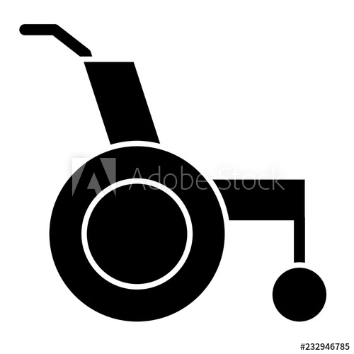 500x500 Wheelchair Solid Icon Wheelchair For Disabled Vector Illustration