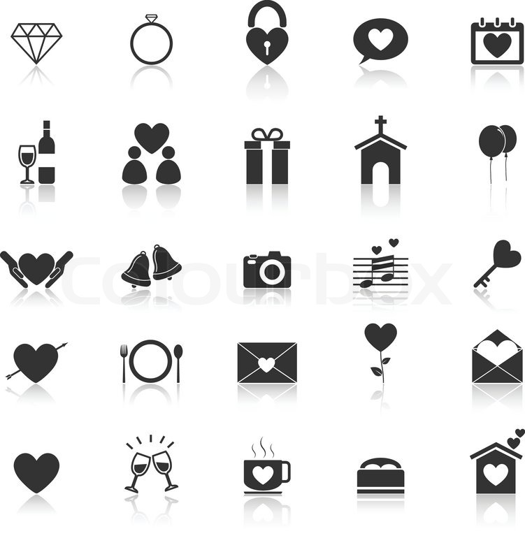 751x800 Wedding Icons With Reflect On White Stock Vector Colourbox
