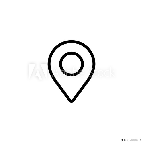 500x500 Thin Line Google Map, Pin Point, Location Icon On White Background