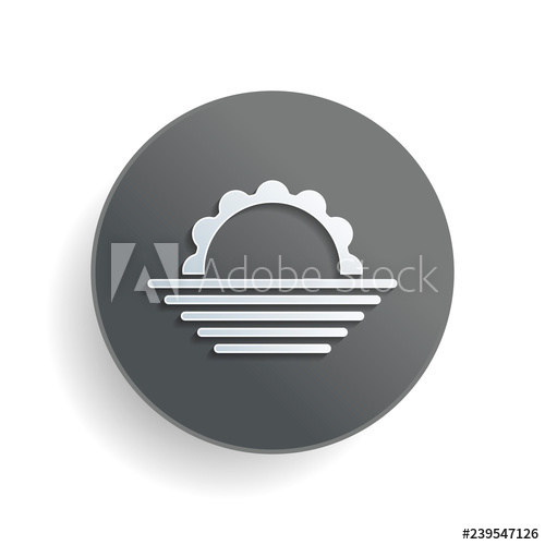 500x500 Sunrise Simple Weather Icon White Paper Symbol On Gray Round