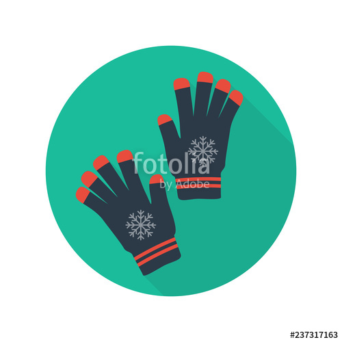 500x500 Glove Icon In Flat Style With Long Shadow, Isolated Vector
