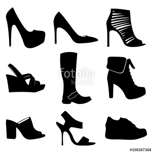 500x500 Women Shoes Vector Set On White Background Shoes Vector