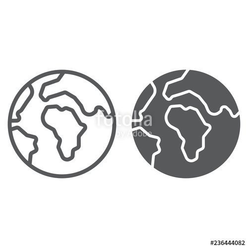 500x500 Earth Line And Glyph Icon, World And Geography, Planet Sign